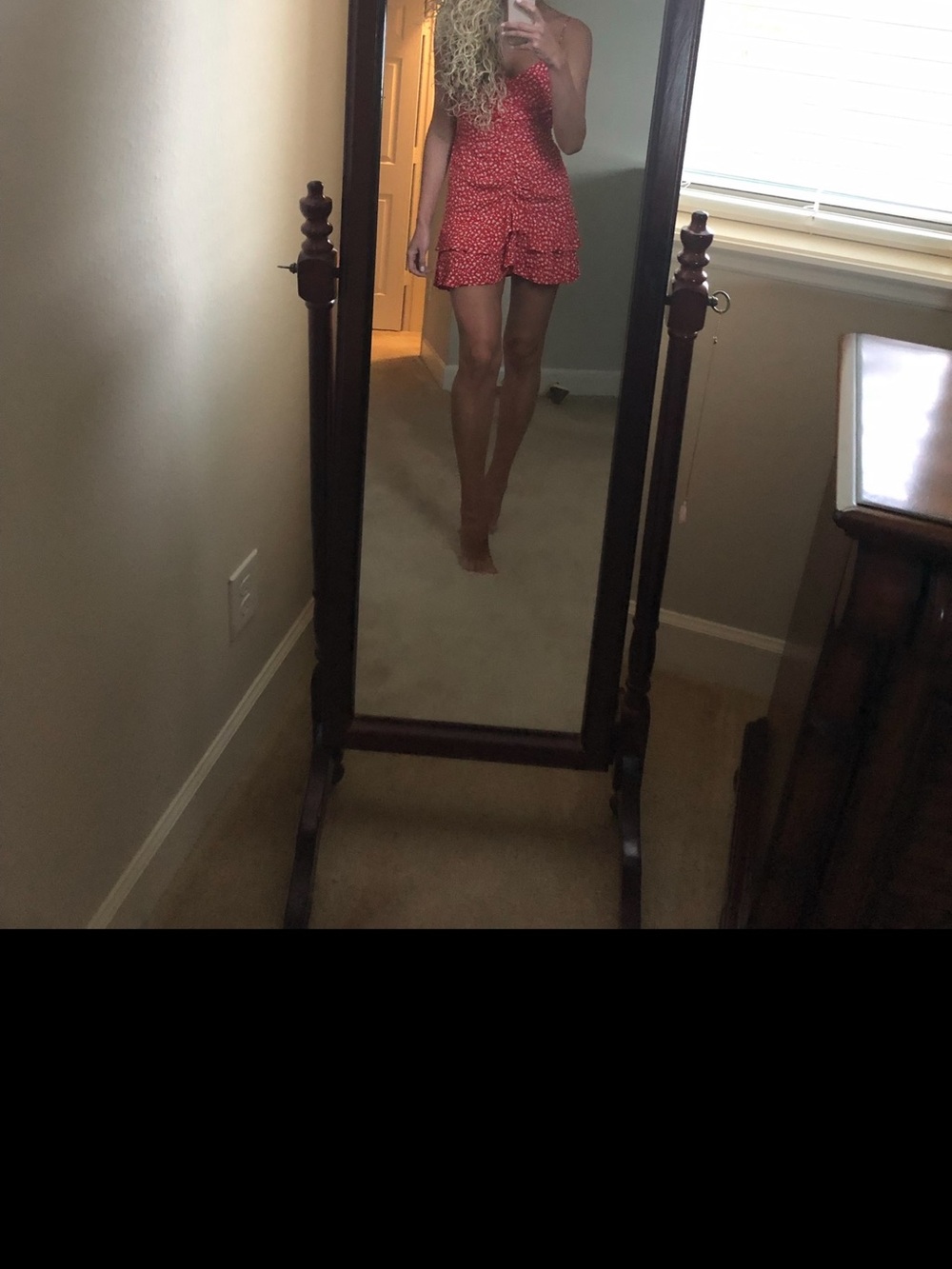 Zara Red Strapless Floral Romper Dress